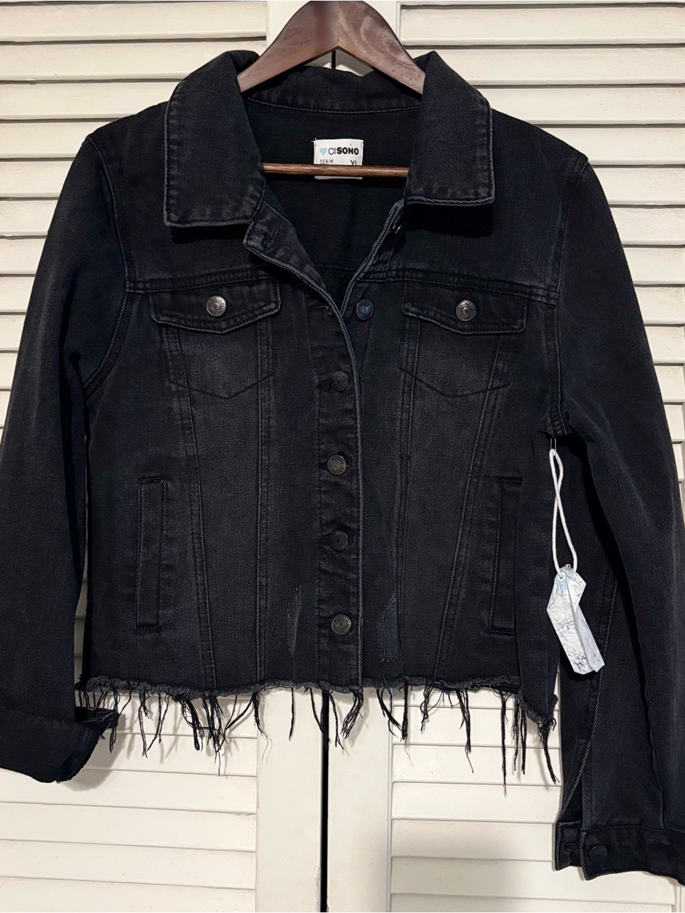 Ci Sono Washed Black Denim Jacket